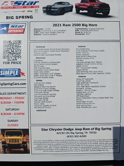 2021 RAM 2500 Big Horn