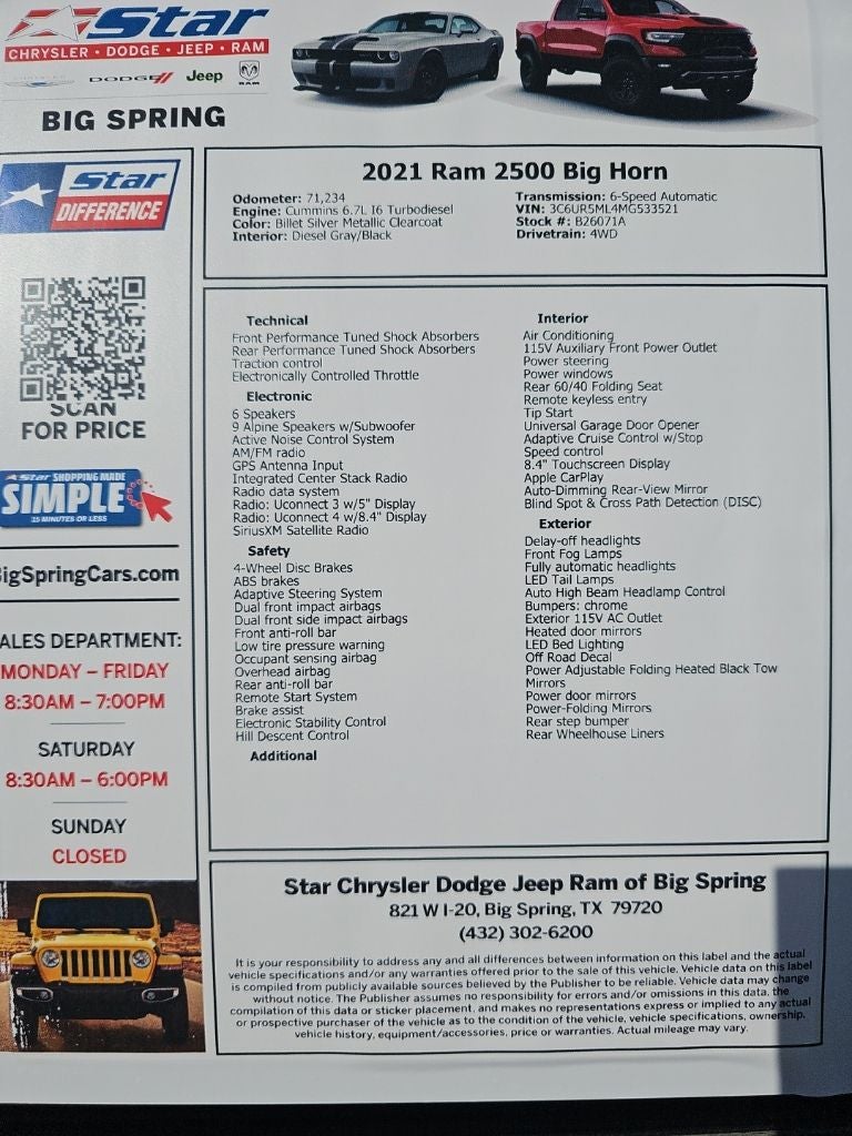 2021 RAM 2500 Big Horn