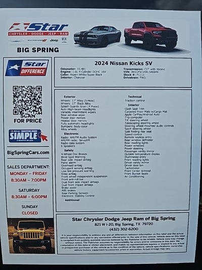 2024 Nissan Kicks SV