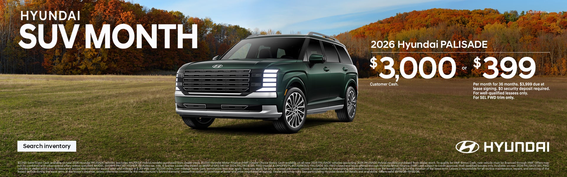 $399/36/$3,900 Lease or $3,000 Customer Cash
